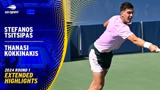 Stefanos Tsitsipas vs Thanasi Kokkinakis Extended Highlights  2024 US Open Round 1 [upl. by Ellwood]