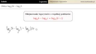 Odejmowanie logarytmów  przykład 2 [upl. by Ijuy]