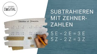 Subtrahieren mit Zehnerzahlen  schnell erklärt inkl Arbeitsblatt [upl. by Ernaline]