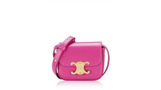 Celine Shiny Calfskin Triomphe Claude Mini Shoulder Bag Pink [upl. by Aiyekal]