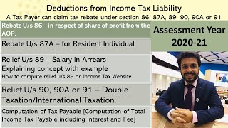 Reliefs amp Rebates in Income TaxSection 86Section 87ASection 89Section 90Section 90ASection 91 [upl. by Nednerb]