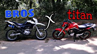 Bros 160 vs Titan 160 QUEM VAI NA FRENTE [upl. by Alyahc]