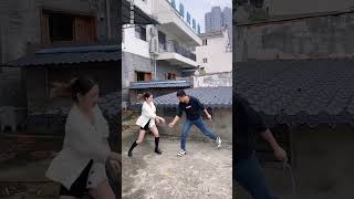 The challenge of hitting with a clothesline hook shots funny trending funnyvideo comedy [upl. by Daegal]