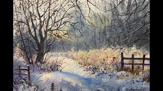 Watercolor painting tutorial  Winter scene [upl. by Fidelis]