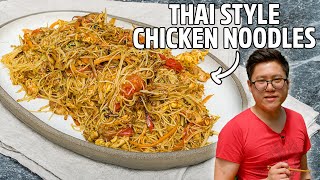 Thai Style Spicy Chicken Noodle Stirfry Recipe [upl. by Kaspar159]