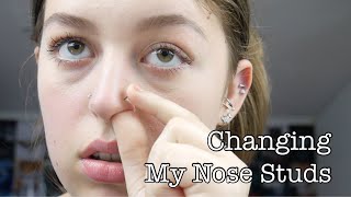 Changing both my nose studs for first time [upl. by Dorehs]