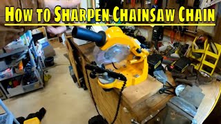 How to sharpen a chainsaw chain with a bench sharpener chainsaw sharpen [upl. by Inanaup251]