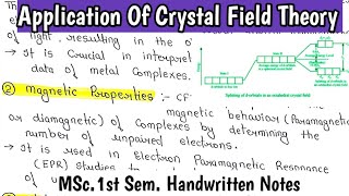 Applications Of Crystal Field Theory  Inorganic Chemistry Notes  MSc1st Sem chemistry [upl. by Paddie]