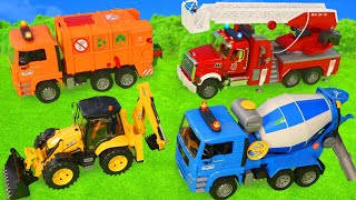 Tractor Concrete Mixer and Fire Truck for Kids [upl. by Gerhardine]