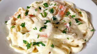 PASTA FETUCHINI ALFREDO CON CAMARONES PARA SAN VALENTIN  RECETA FACIL  CocinablogOficial [upl. by Nedloh729]