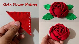 DIY How to make an adorable fabric rose flower  in just 5 minutes  DIY Flower [upl. by Neryt]