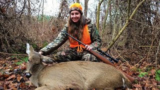 Danielle Makes a GREAT SHOT Whitetail Deer Hunting 2019  243 Savage Takes Down Big Doe in Pa [upl. by Niriam724]