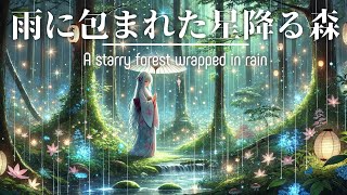 A starry forest wrapped in rain  Relax Ambient Rain Music [upl. by Aihtekal]