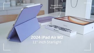 2024 iPad Air M2 Unboxing 11quot Inch Starlight 🌟 With Smart Folio amp Pencil Pro [upl. by Krute]