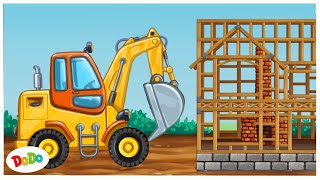 Kinder Bagger und Baumaschinen bauen Haus  Dodo Kindervideo [upl. by Anaya]