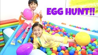 GIANT EGG HUNT amp BASKETBALL CHALLENGE [upl. by Ethyl]