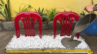 The Best Cement Ideas With Old Plastic Chairs DIY Table and Chairs [upl. by Llecrad]