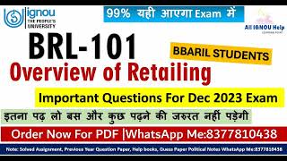 Important Questions BRL101 Overview of RetailingDec 2023 Exam BBARIL 99 यही आएगा Exam में [upl. by Grove948]