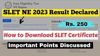 SLET NE 2023 Result and Certificate Download getupdatedrm​ [upl. by Richmal]