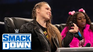 Ronda Rousey agrees to compete with one arm tied at Elimination Chamber SmackDown Feb 18 2022 [upl. by Loferski]