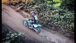 First Time Riding the KLX 110 on a Track [upl. by Anirtep774]