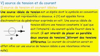 circuit en régime continu  V1 sources de tension et courant idéales [upl. by Barthol549]