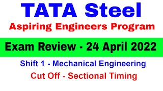 Tata Steel Aspiring Engineers Program 2022 Exam Review  TATA STEEL AET 2022 Cut Off [upl. by Aseeram]