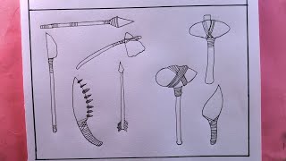 how to draw stone age toolsstone age tools drawing [upl. by Kelby780]