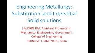 Substitutional and Interstitial Solid solutions [upl. by Aettam]