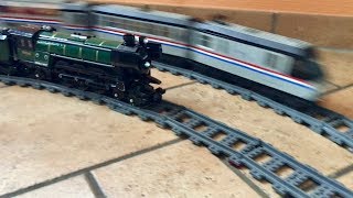 LEGO Emerald Night 10194 and Metroliner 4558 on long curves with small crashes [upl. by Eveineg]