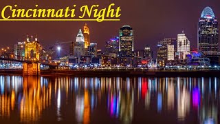 Cincinnati by night Ohio  4K drone footage [upl. by Daeriam]