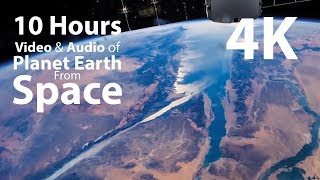 4K UHD 10 hours  Earth from Space amp Space Wind Audio  relaxing meditation nature [upl. by Lennej]