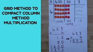 Grid method to column method multiplication 3digit x 1digit [upl. by Candace]