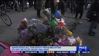 Advocates call for safety measures after 5th NYC bicyclist death this year [upl. by Ahseikan]