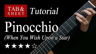 When You Wish Upon a Star Pinocchio  Fingerstyle Lesson  TAB [upl. by Yblehs]