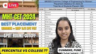 MHT CET 2024  SPOT ROUND CUTOFF PUNE  CUMMINS COLLEGE REVIEW  BEST PLACEMENT  CAP ROUND 2024 [upl. by Enohs]