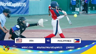 Highlights  Game 13  USA vs Philippines  2023 U15 Womens Softball World Cup [upl. by Wiley]