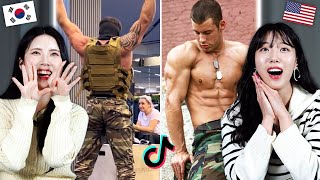 Koreans React to US Military Workout TikTok💪🏻  KATCHUP [upl. by Kristin507]