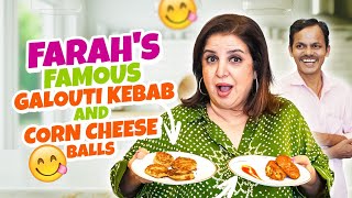 Farah Khans Tasty Starters Recipe  Galouti Kebab amp Corn Cheese Balls  FarahKhanK [upl. by Aserehtairam977]