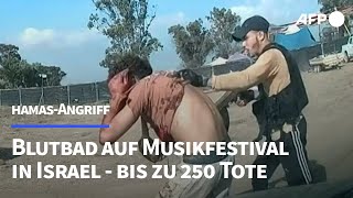 Israel Hamas richtet Blutbad auf Musikfestival an  bis zu 250 Tote  AFP [upl. by Akinar]