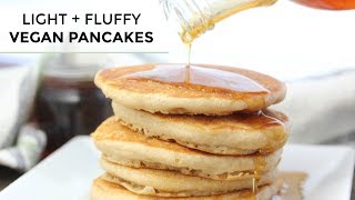 VEGAN PANCAKES  Light  Fluffy Vegan Pancake Recipe [upl. by Ragland773]