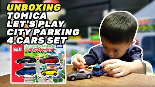 Tomica  Lets Play City Parking  4 Cars Set [upl. by Siroled]