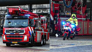 Brandweermotor 159662 en hoogwerker 157650 brandweer Laak met spoed naar een brand woning [upl. by Gaylor]