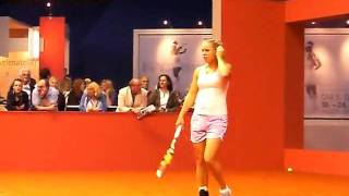 Caroline Wozniacki Training with Victoria Azarenka  Porsche Tennis Grand Prix 2010 Pt 2 [upl. by Athalla]