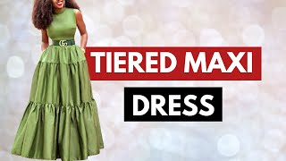 TIERED DRESS TUTORIAL  Cutting amp Stitching  Gypsy Dress  Caribbean Dress Tiered Maxi Dress Silem [upl. by Tommy44]