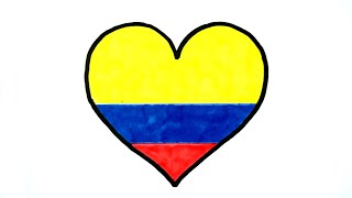 How to Draw Colombia Love Flag  Country Flag  Heart Flag  Love Flag [upl. by Eylk]