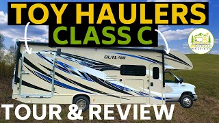 2 Class C Motorhome Toy Hauler Walkthroughs Thor Outlaw 29J and 29S [upl. by Rusell391]