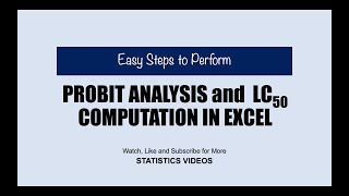 Probit Analysis and LC50 Computation Using Microsoft Excel [upl. by Littlejohn597]