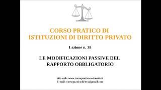 38 LE MODIFICAZIONI PASSIVE DEL RAPPORTO OBBLIGATORIO [upl. by Ramar]