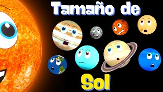 La comparación del tamaño del sol Planetas para niños Comparación del tamaño del sistema solar [upl. by Ailaro]